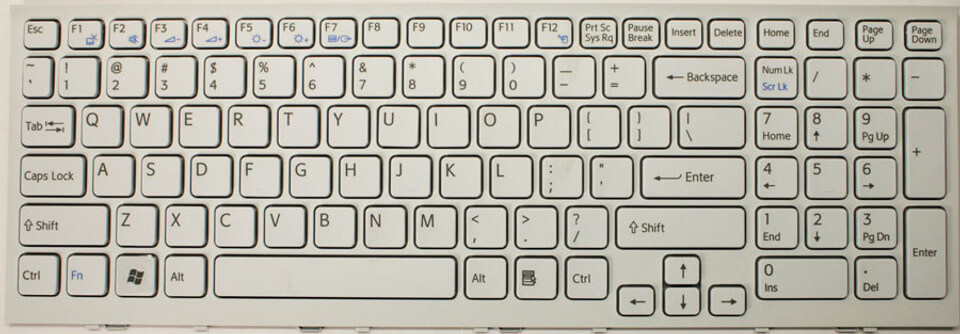Sony VPC-EL Laptop Keyboard US Layout White